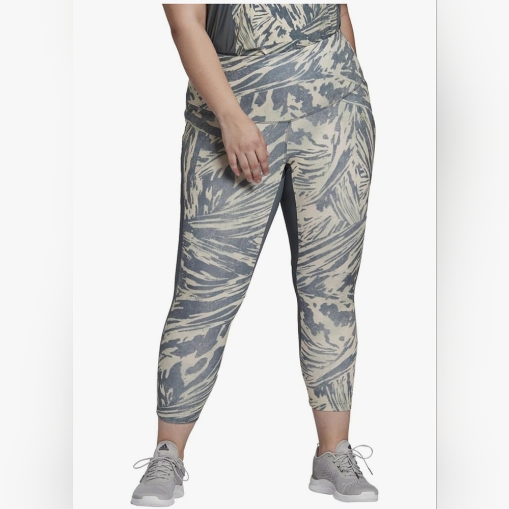 New Adidas x Zoe Saldana Aeroready Blue/Green 7/8 Training Leggings 2X - Picture 3 of 12